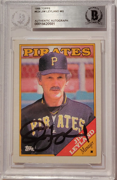 Jim Leyland Autographed Pittsburgh Pirates 1988 Topps #624 Trading Card Beckett Authenticated