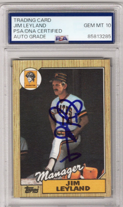 Jim Leyland Autographed Pittsburgh Pirates 1987 Topps Trading Card AUTO GRADE GEM MT 10 PSA