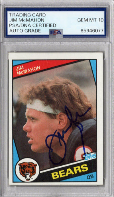 Jim McMahon Autographed Chicago Bears 1984 Topps Card PSA AUTO GRADE GEM MT 10