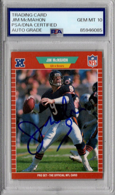 Jim McMahon Autographed Chicago Bears 1989 Pro Set Card #44 PSA AUTO GRADE GEM MT 10