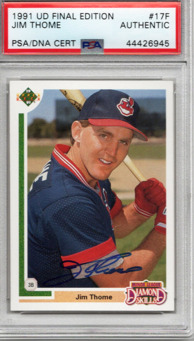 Jim Thome Autographed Cleveland Indians Encapsulated 1991 Upper Deck Rookie Trading Card PSA 44426945