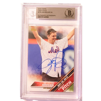 Jim Breuer Autographed New York Mets 2016 Topps Fist Pitch Trading Card #FP-8 Beckett Encapsulated