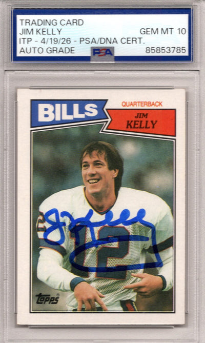 Jim Kelly autographed 1987 Topps rookie card PSA GEM MT 10