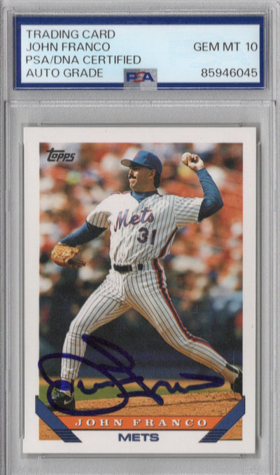 John Franco Autographed New York Mets 1993 Topps #25 Card PSA AUTO GRADE GEM MT 10