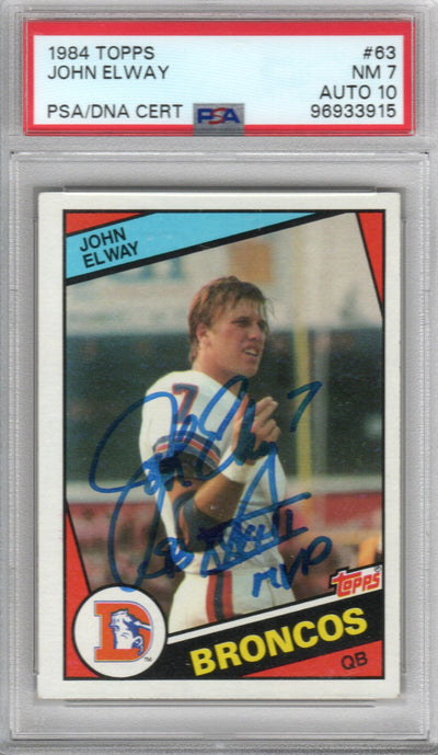 John Elway Autographed Denver Broncos 1984 Topps Rookie Card #63 PSA Encapsulated 96933915