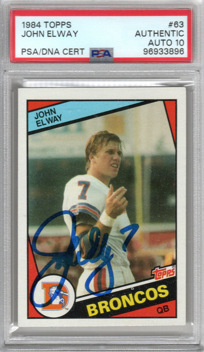 John Elway signed 1984 Topps #63 rookie card Beckett Auto 10