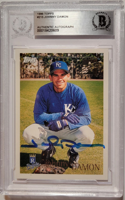Johnny Damon Autographed Kansas City Royals 1996 Topps #215 Future Stars Card Beckett Authenticated