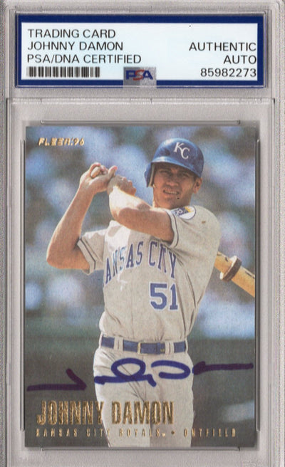 Johnny Damon Autographed Kansas City Royals 1996 Fleer #124 PSA AUTHENTIC AUTO