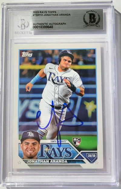 Jonathan Aranda Autographed Tampa Bay Rays 2023 Topps Rookie Card #TBR10 Beckett