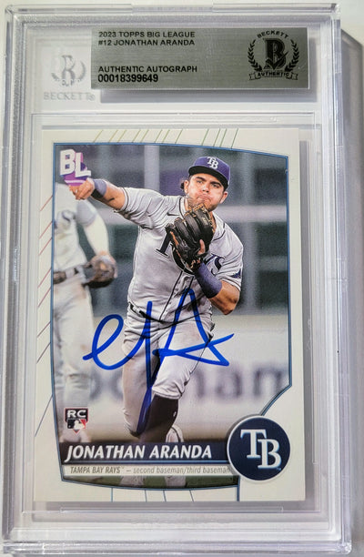 Jonathan Aranda Autographed Tampa Bay Rays 2023 Topps Big League Rookie Card #12 Beckett