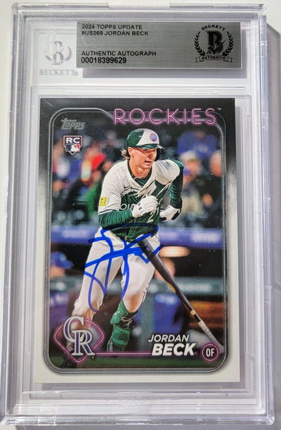 Jordan Beck Autographed Colorado Rockies 2024 Topps Rookie Card #US269 Beckett