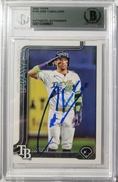 Jose Caballero Autographed Tampa Bay Rays 2025 Topps Card #133 Beckett