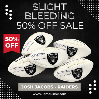 Josh Jacobs Autographed Las Vegas Oakland Raiders Logo Football W/ Viva Las Vegas Beckett Witnessed