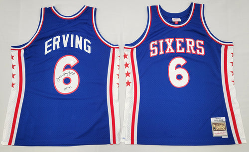 Julius J Erving Autographed Philadelphia 76ers Blue 1976-77 Mitchell  Ness Swingman Jersey W/ HOF 93 Beckett Witnessed