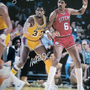 Julius Erving & Magic Johnson Autographed 76ers Lakers 16x20 Photo Beckett Witnessed