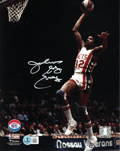 Julius Erving Autographed New York Nets ABA 8x10 Photo Beckett Witnessed
