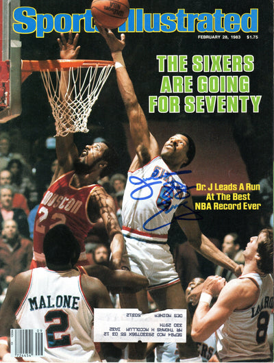 Julius Erving Autographed Philadelphia 76ers Sports Illustrated "The Sixers Are Going For Seventy" 2/28/83 Beckett Witnessed