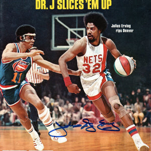 Julius Dr. J Erving Autographed ABA New York Nets Sports Illustrated Dr. J Slices 'Em Up 5/17/76 Beckett Witnessed