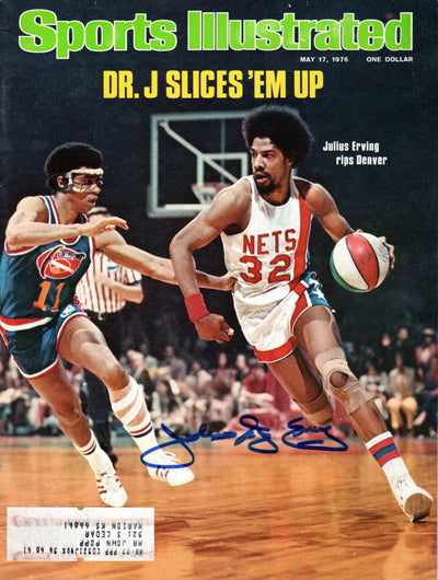Julius Dr. J Erving Autographed ABA New York Nets Sports Illustrated Dr. J Slices 'Em Up 5/17/76 Beckett Witnessed