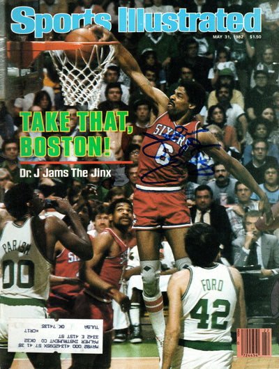 Julius Dr. J Erving Autographed Philadelphia 76ers Sports Illustrated Take That, Boston! 5/31/82 Beckett Witnessed