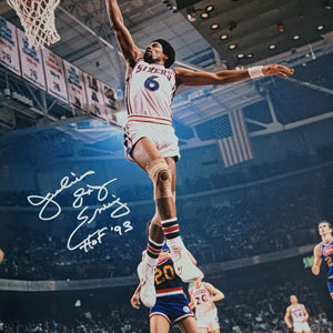 Julius Erving Autographed Philadelphia 76ers 16x20 Photo W/ HOF 93 Beckett Witnessed