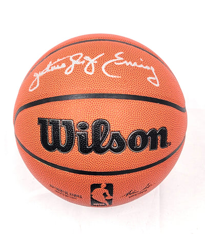 Julius Erving Autographed Philadelphia 76ers Wilson NBA Basketball Beckett Witnessed