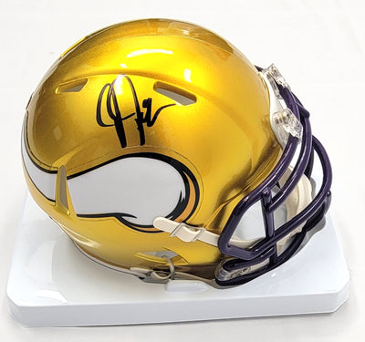 Justin Jefferson Autographed Minnesota Vikings Flash Mini Helmet Beckett Witnessed