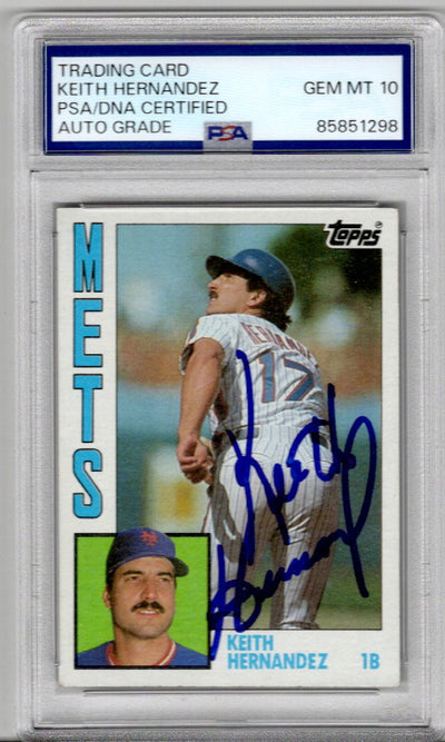 Keith Hernandez Autographed New York Mets 1984 Topps #120 Trading Card PSA AUTO Grade GEM MT 10