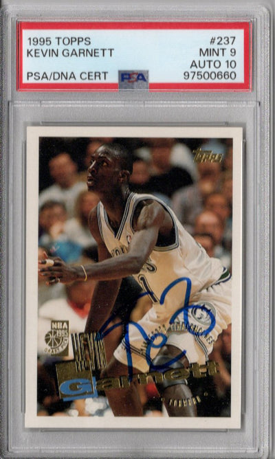 Kevin Garnett Signed 1995 Topps #237 Timberwolves Rookie Card – PSA Certified