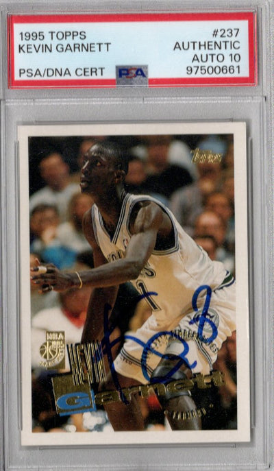 Kevin Garnett Autographed Minnesota Timberwolves 1995 Topps Rookie Card #237 PSA Authenticated Encapsulated