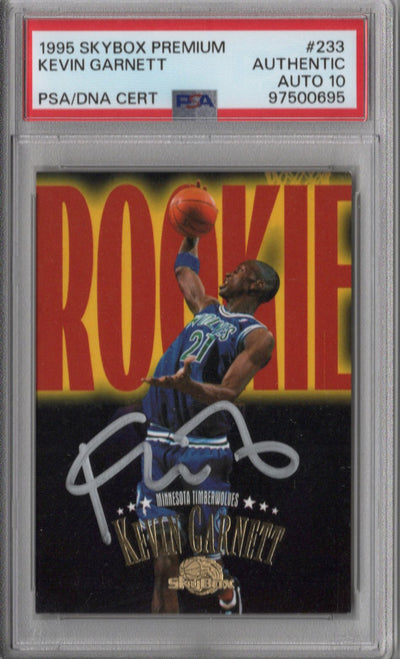 Kevin Garnett Autographed Minnesota Timberwolves 1995 Skybox Premium Rookie Card #233 PSA AUTHENTIC AUTO 10