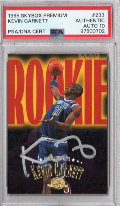 Kevin Garnett Autographed Minnesota Timberwolves 1995 Skybox Premium Rookie Card #233 PSA AUTHENTIC AUTO 10