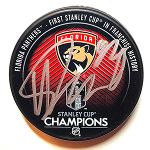 Kevin Stenlund Autographed Florida Panthers 2024 Stanley Cup Champions Puck Beckett