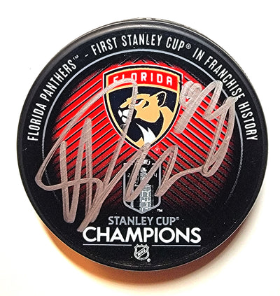Kevin Stenlund Autographed Florida Panthers 2024 Stanley Cup Champions Puck Beckett
