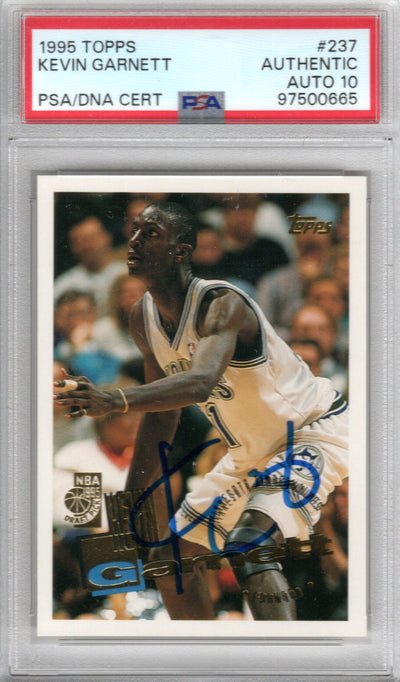 Kevin Garnett Autographed Minnesota Timberwolves 1995 Topps Rookie Card #237 PSA Authenticated Encapsulated