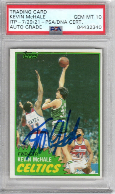 Kevin McHale Autographed Boston Celtics Encapsulated 1981 Topps Rookie Trading Card #75 PSA/DNA AUTO GRADE GEM MT 10