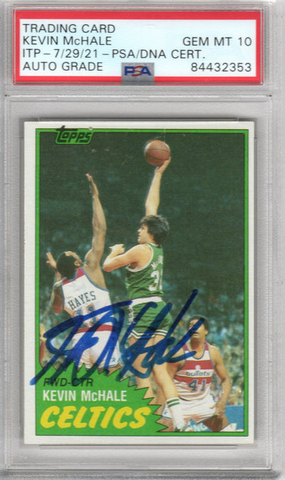 Kevin McHale Autographed Boston Celtics Encapsulated 1981 Topps Rookie Trading Card #75 PSA/DNA AUTO GRADE GEM MT 10