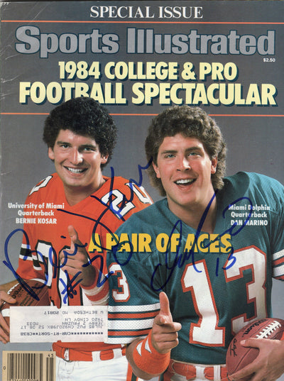 Dan Marino & Bernie Kosar Autographed Miami Dolphins Hurricanes 1984 College & Pro Sports Illustrated Beckett Authenticated