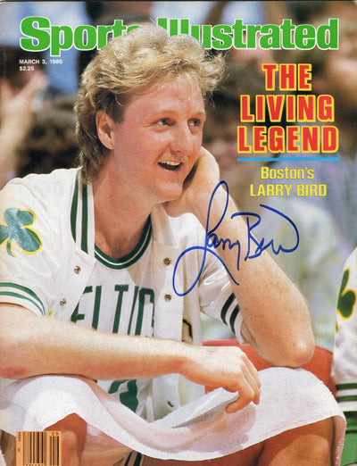 Larry Bird Autographed Boston Celtics Sports Illustrated The Living Legend 3/3/86 Beckett Witnessed