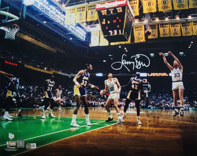 Larry Bird Autographed Boston Celtics NBA Finals 16x20 Photo Beckett Witnessed