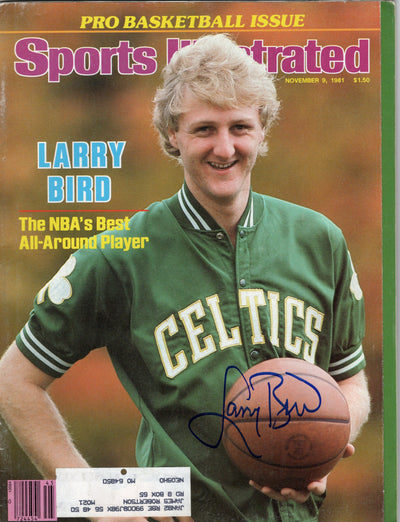 Larry Bird Autographed Boston Celtics Sports Illustrated 11/9/81 Beckett Witnessed