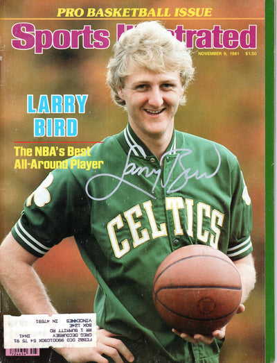 Larry Bird Autographed Boston Celtics Sports Illustrated 11/9/81 Beckett Witnessed