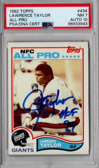 Lawrence Taylor Autographed New York Giants 1982 Topps #434 Rookie Card PSA NM-MT 8 AUTO 10