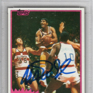 Magic Johnson Signed 1981 Topps #21 Lakers Card – PSA NM/MT 8 Auto 10