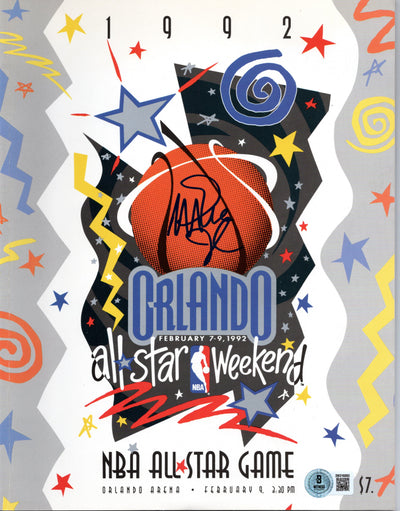 Magic Johnson autographed 1992 All-Star Game program Beckett witnessed