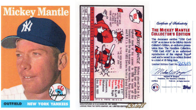 Mickey Mantle New York Yankees 1958 Topps #150 Ceramic Baseball Card Limited Edition W/ COA