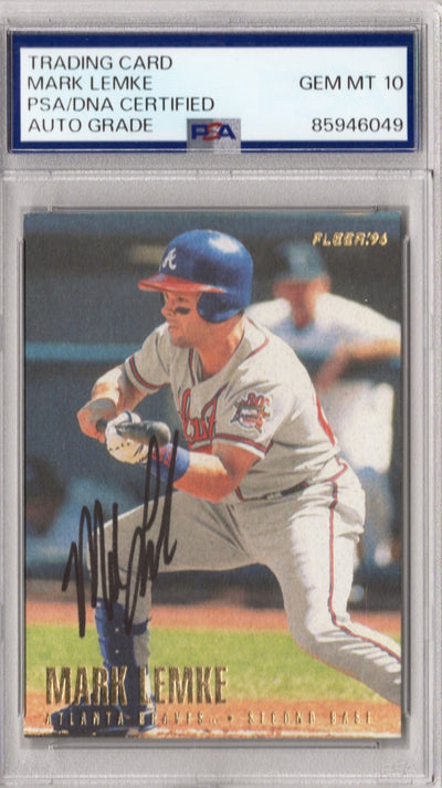Mark Lemke Autographed Atlanta Braves 1996 Fleer Card #297 PSA AUTO GRADE GEM MT 10