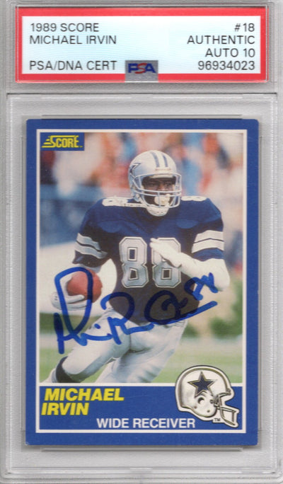 Michael Irvin autographed 1989 Score rookie card PSA AUTHENTIC auto 10