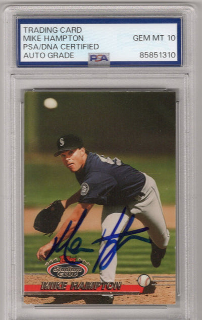 Mike Hampton Autographed Seattle Mariners 1993 Topps Stadium Club Rookie Card PSA AUTO GRADE GEM MT 10
