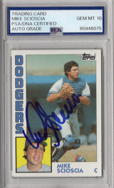Mike Scioscia Autographed Los Angeles Dodgers 1984 Topps #64 Card PSA AUTO GRADE GEM MT 10